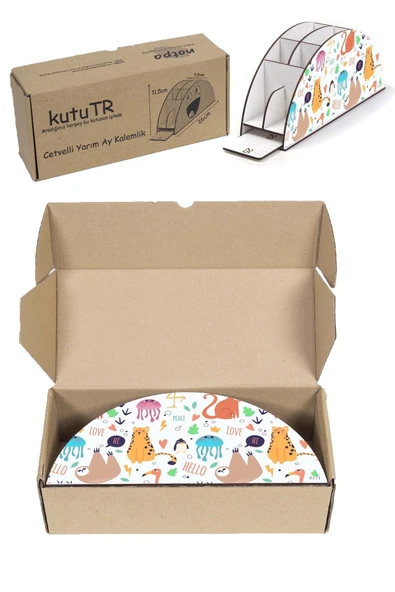 Notpa Ahşap Vip Hayvan Love Gökkuşağı Cetvelli Masaüstü Kalemlik Çocuklar Için Organizer Vip171 - Resim 4