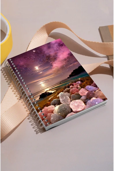 kutuTR Düşler Sahili Desen Ahşap Mdf Kapaklı 100 Yaprak Kareli 15x21 Vip Modelist Defter 80gr/m2 K512