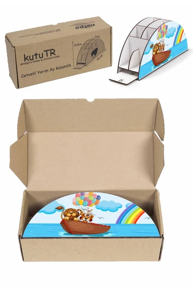 Notpa Ahşap Vip Hayvanlar Sandalda Gökkuşağı Cetvelli Masaüstü Kalemlik Çocuklar Için Organizer Vip11 - Resim 8