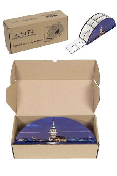 Notpa Ahşap Vip Kız Kulesi Gökkuşağı Cetvelli Masaüstü Kalemlik Organizer Vip145 - Resim 7