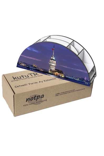 Notpa Ahşap Vip Kız Kulesi Gökkuşağı Cetvelli Masaüstü Kalemlik Organizer Vip145 - Resim 6