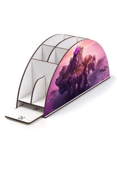 Notpa Ahşap Vip Uçan Ada Gökkuşağı Cetvelli Masaüstü Kalemlik Organizer Vip152 - Resim 3