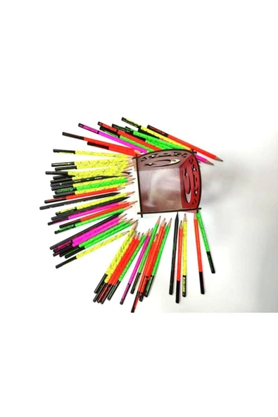 Notpa Ay Yıldız Desenli Kırmızı Beyaz Ahşap Masaüstü Kalemlik Organizer Montajı Yapılmış Ürün - Resim 4