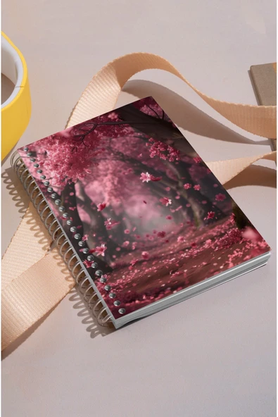 kutuTR Kırmızı Yol Desenli Ahşap Mdf Kapaklı 100 Yaprak Kareli 15x21 Vip Modelist Defter 80gr/m2 K518