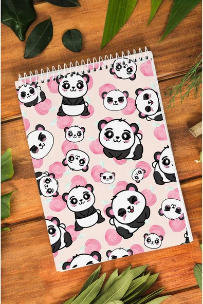 kutuTR Panda Ahşap Mdf Kapaklı 80 Yaprak Çizgili 14x21 Vip Bloknot 70gr/m2 Ç-OB10 - Resim 5