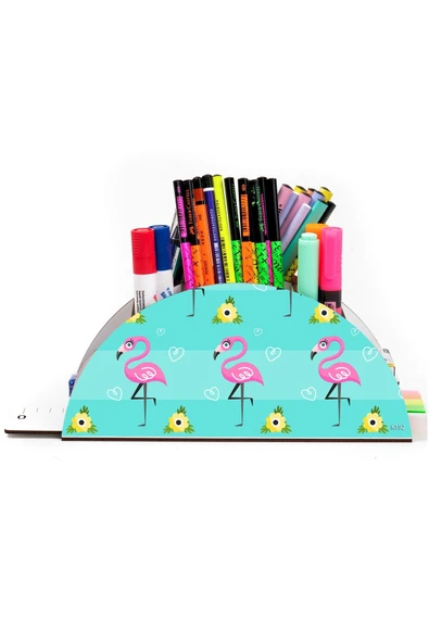 kutuTR Ahşap Vip Animals Gökkuşağı Cetvelli Masaüstü Kalemlik Çocuklar Için Organizer Montajlı Kutulu ürün görseli 1