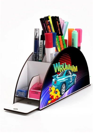 Notpa Ahşap Vip Wrummm Gökkuşağı Cetvelli Masaüstü Kalemlik Çocuklar Için Organizer Vip119 - Resim 2