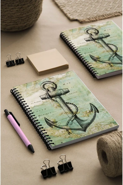 kutuTR Gemici Desenli Ahşap Mdf Kapaklı 100 Yaprak Kareli 15x21 Vip Modelist Defter 80gr/m2 K523 - Resim 2