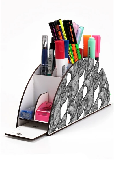 kutuTR Ahşap Vip Rengarenk Modeller Gökkuşağı Cetvelli Masaüstü Kalemlik Organizer Montajlı Kutulu ürün görseli 1