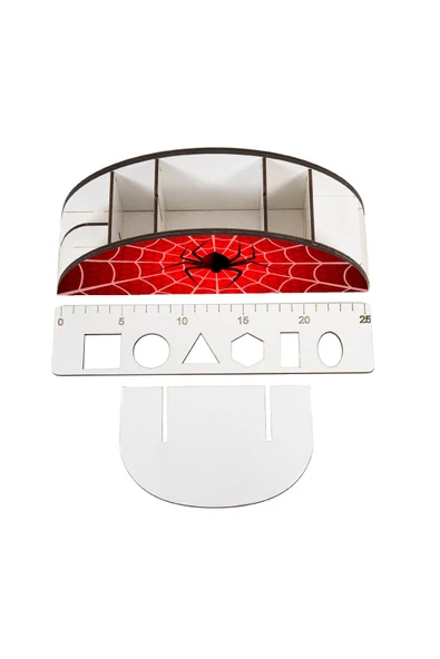 Notpa Ahşap Vip Örümcek Adam Gökkuşağı Cetvelli Masaüstü Kalemlik Çocuklar Için Organizer Vip45 - Resim 5