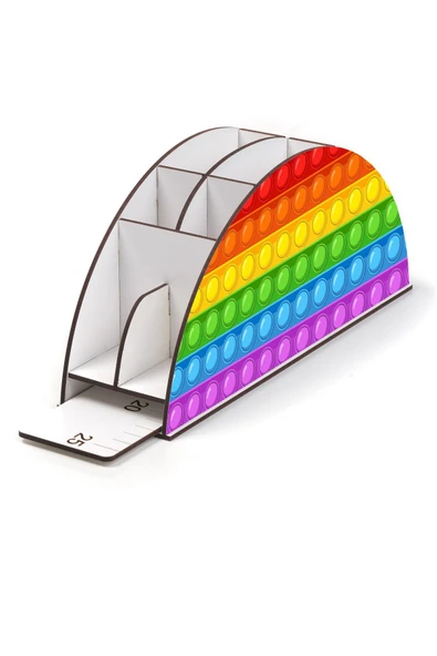 Notpa Ahşap Vip Popit Gökkuşağı Cetvelli Masaüstü Kalemlik Çocuklar Için Organizer Vip70 - Resim 3