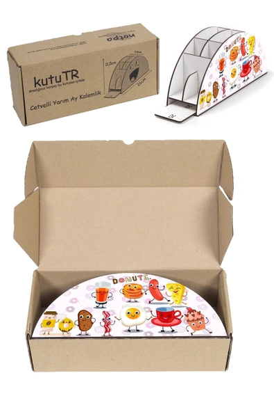 Notpa Ahşap Vip Donutlar Gökkuşağı Cetvelli Masaüstü Kalemlik Çocuklar Için Organizer Vip67 - Resim 8