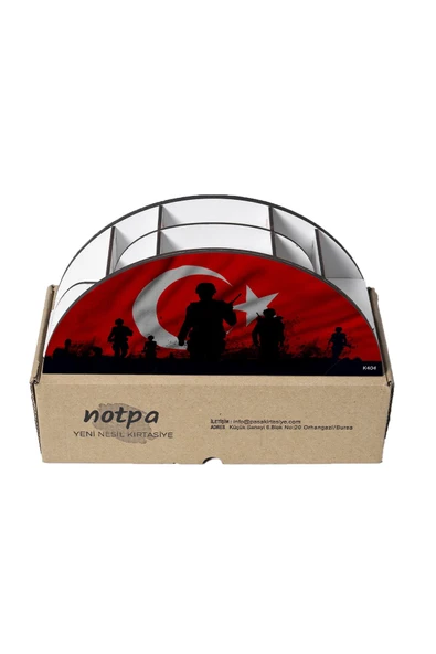kutuTR Ahşap Vip Bayrak Gökkuşağı Cetvelli Masaüstü Kalemlik Organizer Montajlı Kutulu - Resim 5
