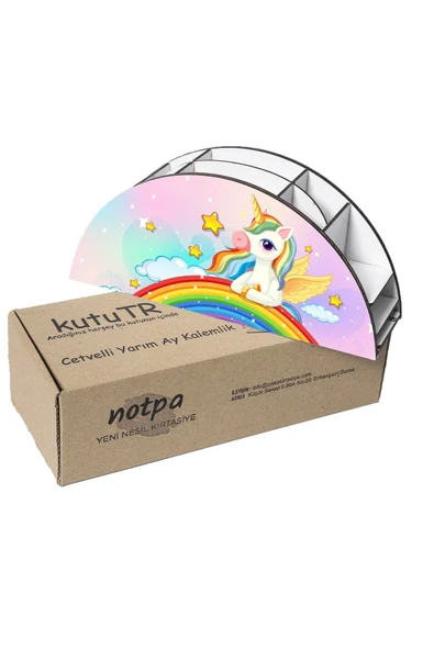 Notpa Ahşap Vip Yıldızlı Unicorn Gökkuşağı Cetvelli Masaüstü Kalemlik Çocuklar Için Organizer Vip54 - Resim 6