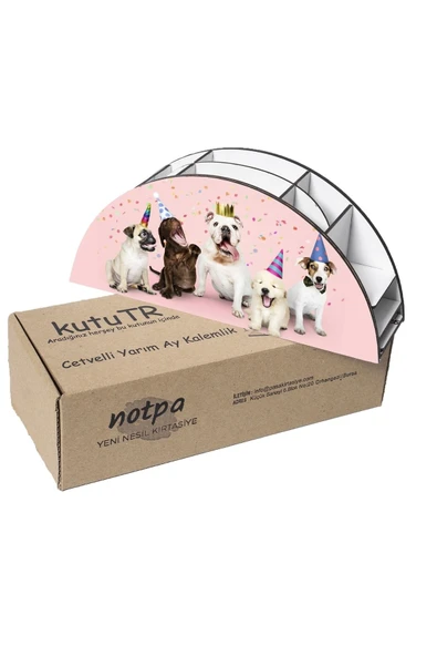 Notpa Ahşap Vip Partici Köpekler Gökkuşağı Cetvelli Masaüstü Kalemlik Organizer Vip130 - Resim 6
