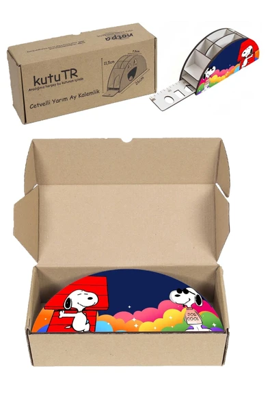 Notpa Ahşap Vip Snopy Joe Cool Gökkuşağı Cetvelli Masaüstü Kalemlik Çocuklar Için Organizer Vip49 - Resim 6