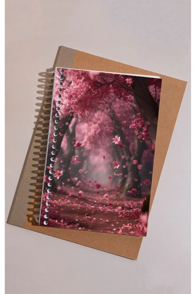 kutuTR Kırmızı Yol Desenli Ahşap Mdf Kapaklı 100 Yaprak Çizgili 15x21 Vip Modelist Defter 80gr/m2 Ç518 - Resim 4