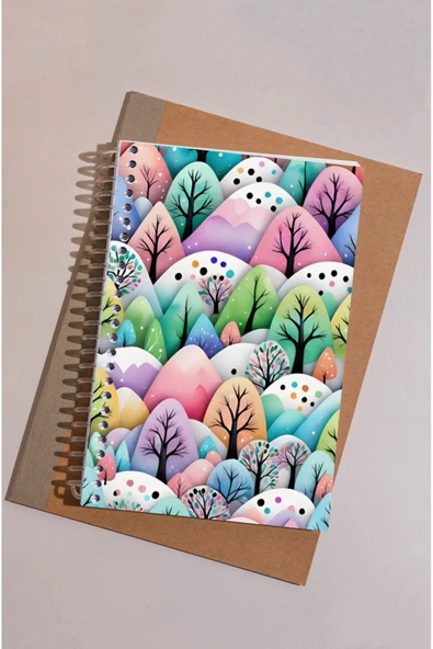 kutuTR Ağaçlar Ahşap Mdf Kapaklı 100 Yaprak Kareli 15x21 Vip Modelist Defter 80gr/m2 K508 - Resim 4