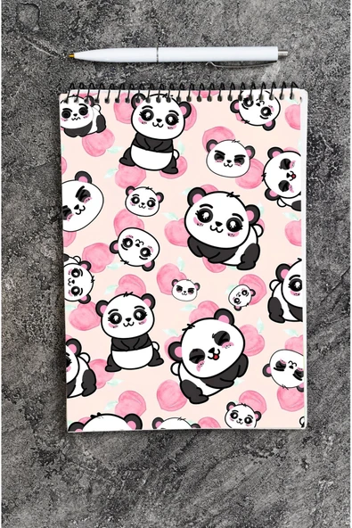 kutuTR Panda Ahşap Mdf Kapaklı 80 Yaprak Çizgili 14x21 Vip Bloknot 70gr/m2 Ç-OB10 - Resim 4