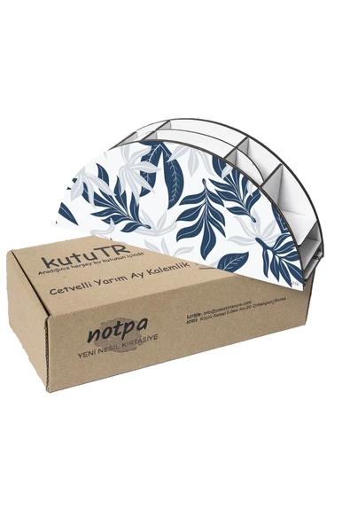 kutuTR Ahşap Vip Yaprak Serisi Gökkuşağı Cetvelli Masaüstü Kalemlik Organizer Montajlı Kutulu - Resim 6