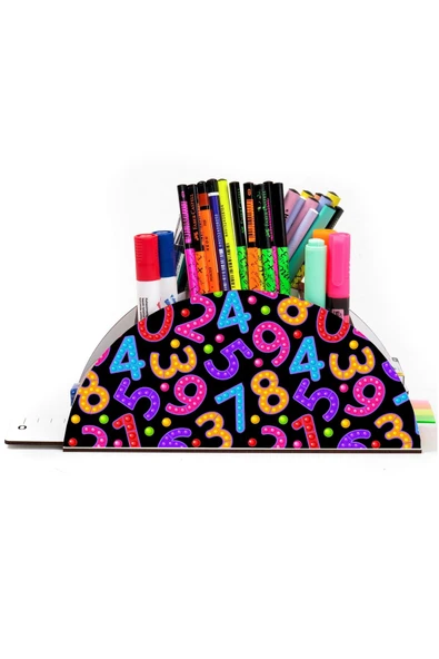 Notpa Ahşap Vip Sayılar Gökkuşağı Cetvelli Masaüstü Kalemlik Çocuklar Için Organizer Vip107 - Resim 2