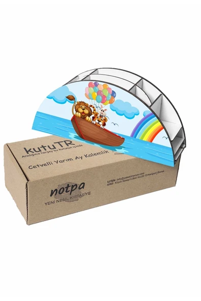 Notpa Ahşap Vip Hayvanlar Sandalda Gökkuşağı Cetvelli Masaüstü Kalemlik Çocuklar Için Organizer Vip11 - Resim 6