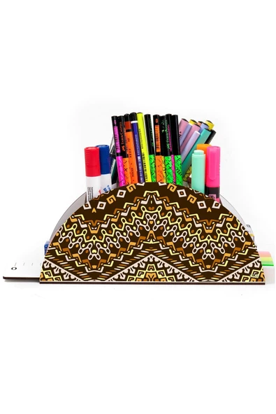 Notpa Ahşap Vip Etnik 1 Gökkuşağı Cetvelli Masaüstü Kalemlik Organizer Vip158 ürün görseli 1