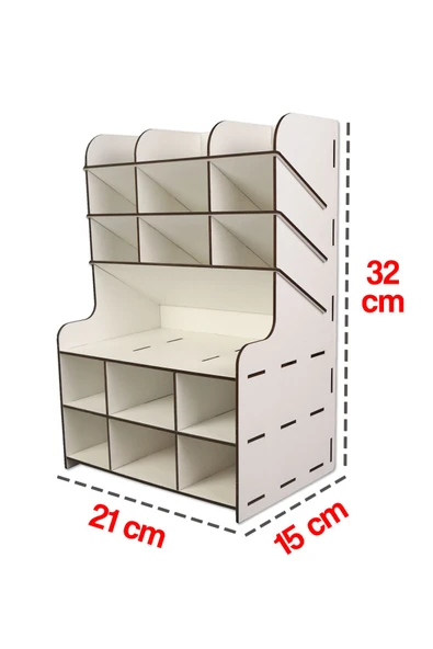 Notpa 9+9 Raflı Masaüstü Kalemlik Organizer (beyaz) Ev Ve Ofis Malzemeleri - Resim 4