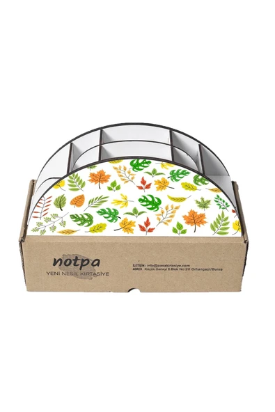Notpa Ahşap Vip Yapraklar Gökkuşağı Cetvelli Masaüstü Kalemlik Organizer Vip46 - Resim 5