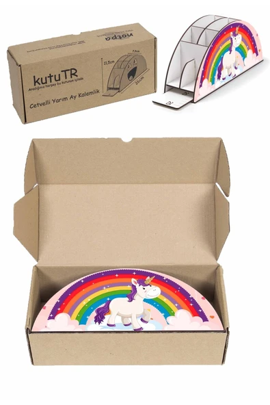 Notpa Ahşap Vip Gülen At Gökkuşağı Cetvelli Masaüstü Kalemlik Çocuklar Için Organizer Vip37 - Resim 8