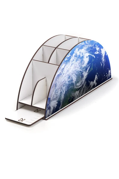 Notpa Ahşap Vip Dünya Gökkuşağı Cetvelli Masaüstü Kalemlik Organizer Vip141 - Resim 3