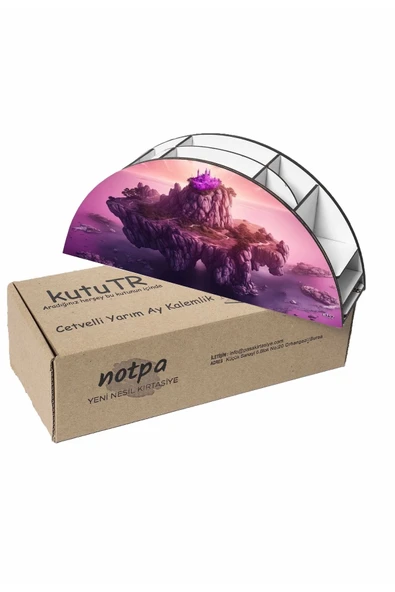 Notpa Ahşap Vip Uçan Ada Gökkuşağı Cetvelli Masaüstü Kalemlik Organizer Vip152 - Resim 8