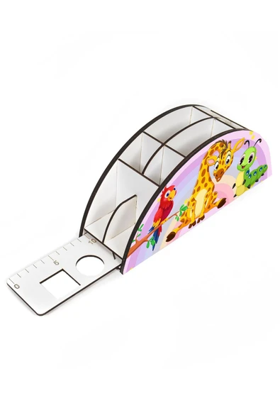 Notpa Ahşap Vip Zürafa Papağan Ve Tırtıl Gökkuşağı Cetvelli Masaüstü Kalemlik Çocuklar Için Vip34 - Resim 3