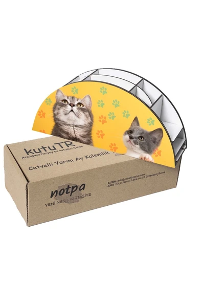 Notpa Ahşap Vip Sevimli Kediler Gökkuşağı Cetvelli Masaüstü Kalemlik Organizer Vip126 - Resim 5