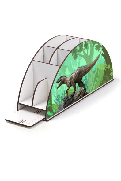 Notpa Ahşap Vip Dinazor Ormanda Gökkuşağı Cetvelli Masaüstü Kalemlik Çocuklar Için Organizer Vip29 - Resim 3