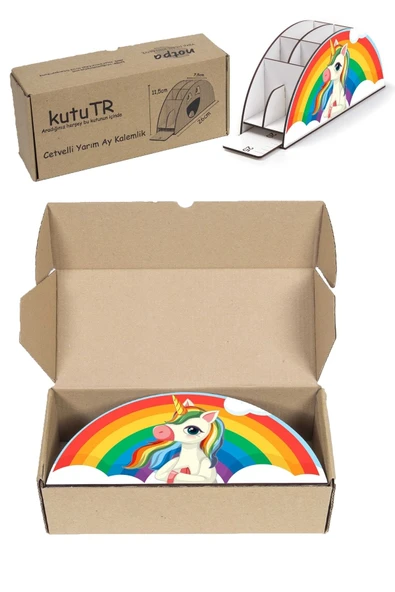 Notpa Ahşap Vip Düşünen Unicorn Gökkuşağı Cetvelli Masaüstü Kalemlik Çocuklar Için Organizer Vip105 - Resim 3