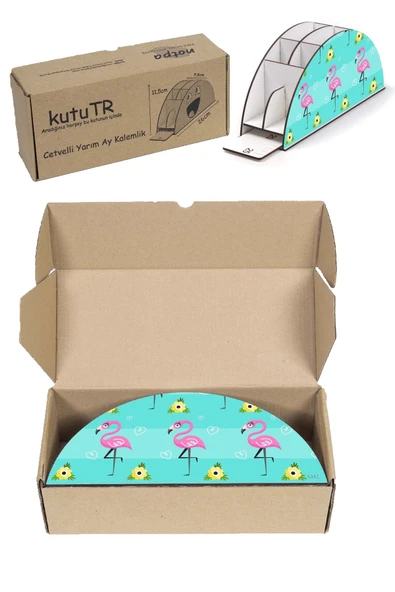 kutuTR Ahşap Vip Animals Gökkuşağı Cetvelli Masaüstü Kalemlik Çocuklar Için Organizer Montajlı Kutulu - Resim 5