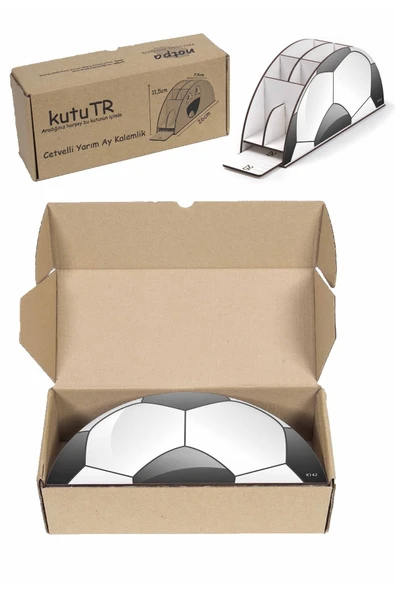 kutuTR Ahşap Vip Spor Serisi Gökkuşağı Cetvelli Masaüstü Kalemlik Organizer Montajlı Kutulu - Resim 6