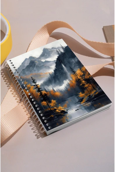 kutuTR Orman Desenli Ahşap Mdf Kapaklı 100 Yaprak Kareli 15x21 Vip Modelist Defter 80gr/m2 K516