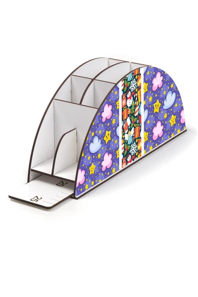 Notpa Ahşap Vip Hediye Paket Gökkuşağı Cetvelli Masaüstü Kalemlik Organizer Vip134 - Resim 3