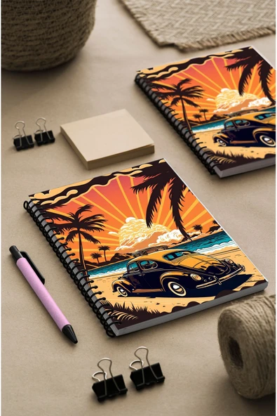 kutuTR Araba Desen Ahşap Mdf Kapaklı 100 Yaprak Çizgili 14x21 Vip Modelist  Defter 80gr/m2 Ç520