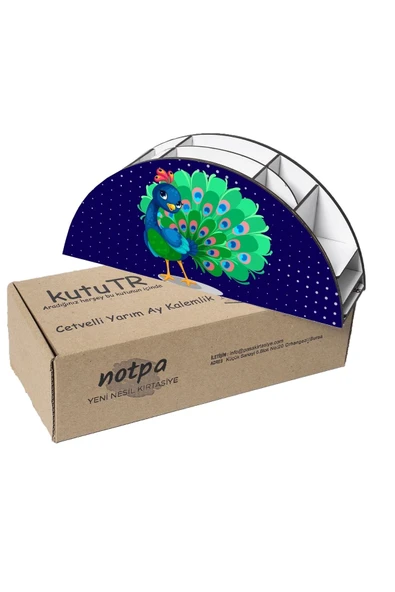 Notpa Ahşap Vip Tavus Kuşu Gökkuşağı Cetvelli Masaüstü Kalemlik Organizer Vip12 - Resim 6