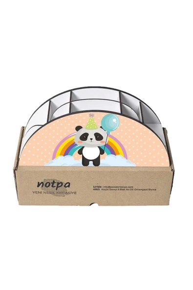 Notpa Ahşap Vip Panda Gökkuşağı Cetvelli Masaüstü Kalemlik Çocuklar Için Organizer Vip117 - Resim 5