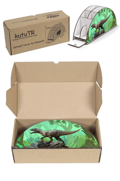 Notpa Ahşap Vip Dinazor Ormanda Gökkuşağı Cetvelli Masaüstü Kalemlik Çocuklar Için Organizer Vip29 - Resim 8