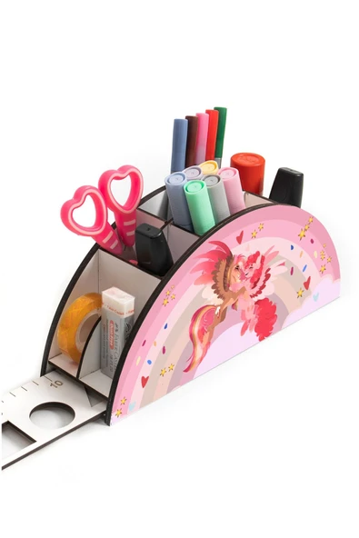 Notpa Ahşap Vip Arkadaş Unicorn Gökkuşağı Cetvelli Masaüstü Kalemlik Çocuklar Için Organizer Vip52 ürün görseli 1