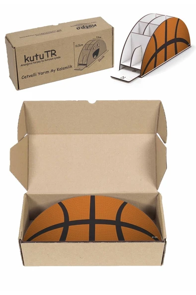 Notpa Ahşap Vip Basketbol Topu Gökkuşağı Cetvelli Masaüstü Kalemlik Organizer Vip139 - Resim 7