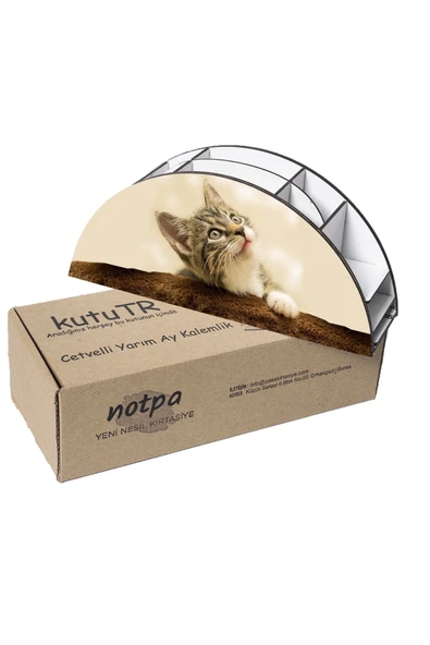 Notpa Ahşap Vip Kedi Gökkuşağı Cetvelli Masaüstü Kalemlik Organizer Vip123 - Resim 6