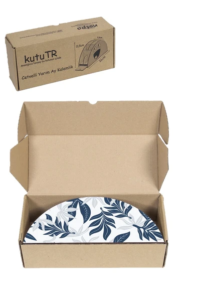 kutuTR Ahşap Vip Yaprak Serisi Gökkuşağı Cetvelli Masaüstü Kalemlik Organizer Montajlı Kutulu - Resim 8