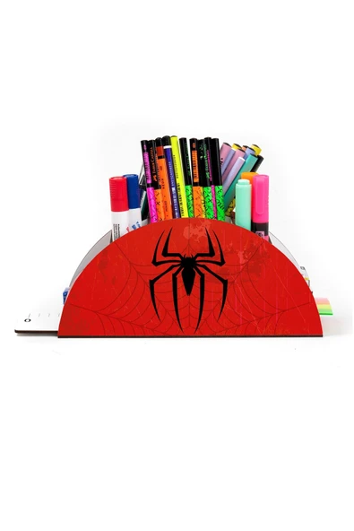 Notpa Ahşap Vip Spider Man Gökkuşağı Cetvelli Masaüstü Kalemlik Çocuklar Için Organizer Vip24 - Resim 2