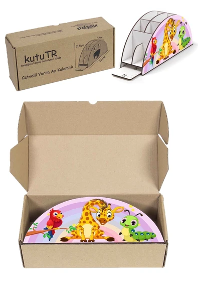 Notpa Ahşap Vip Zürafa Papağan Ve Tırtıl Gökkuşağı Cetvelli Masaüstü Kalemlik Çocuklar Için Vip34 - Resim 8
